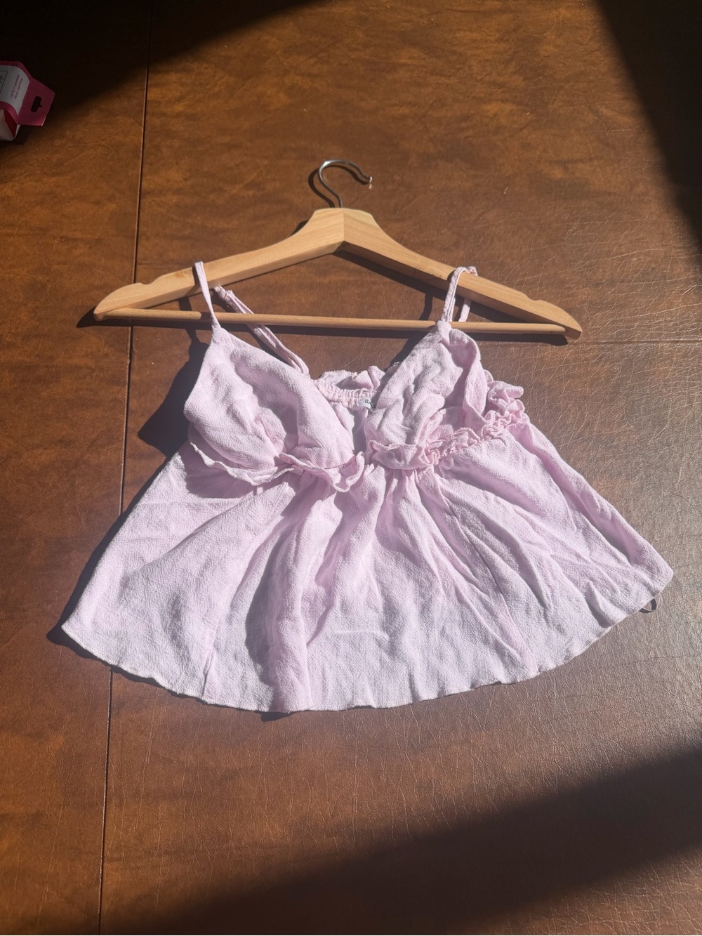 Garage Light Pink Ruffle Smocked Crop Top